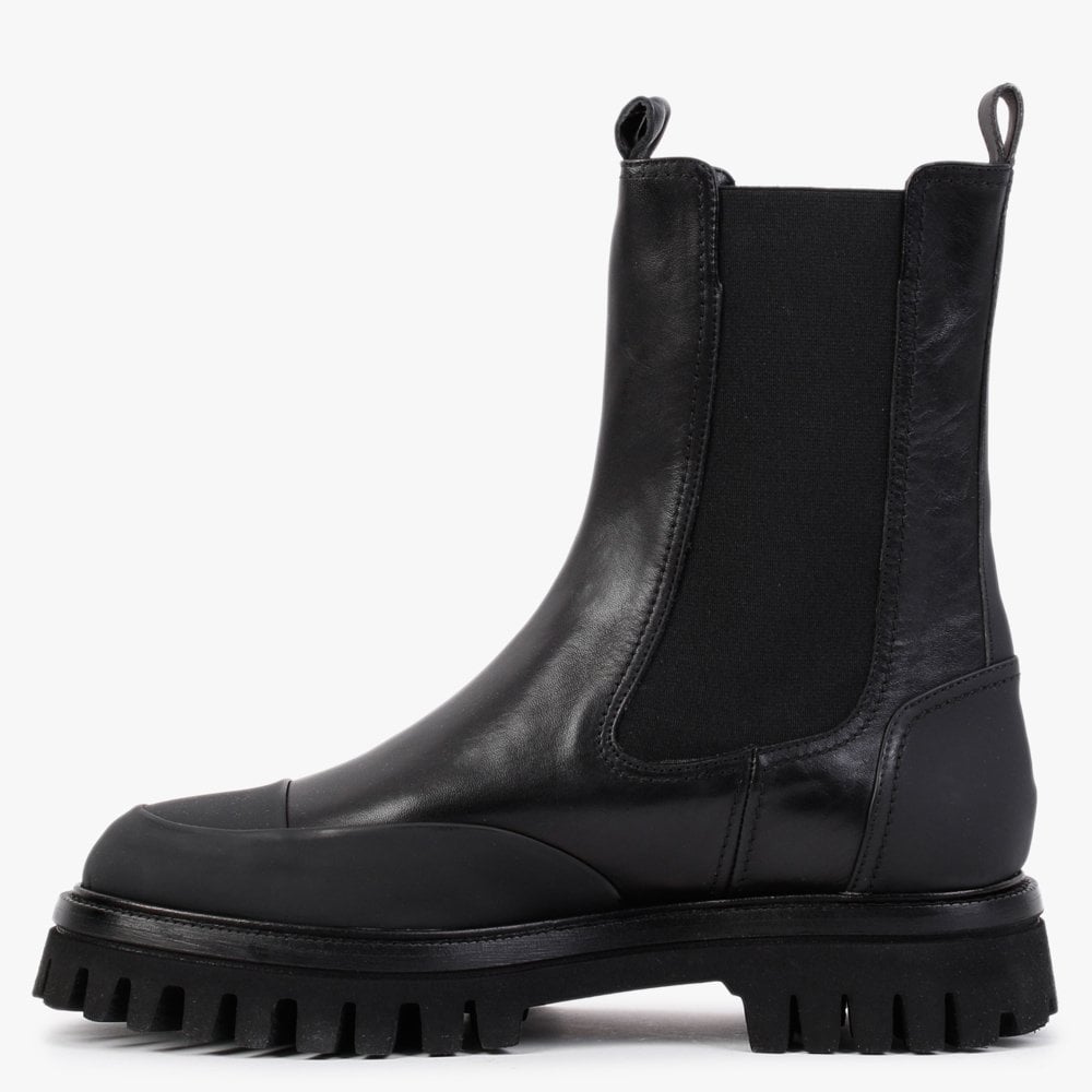 Nellie Black Leather Toe Cap Chelsea Boots