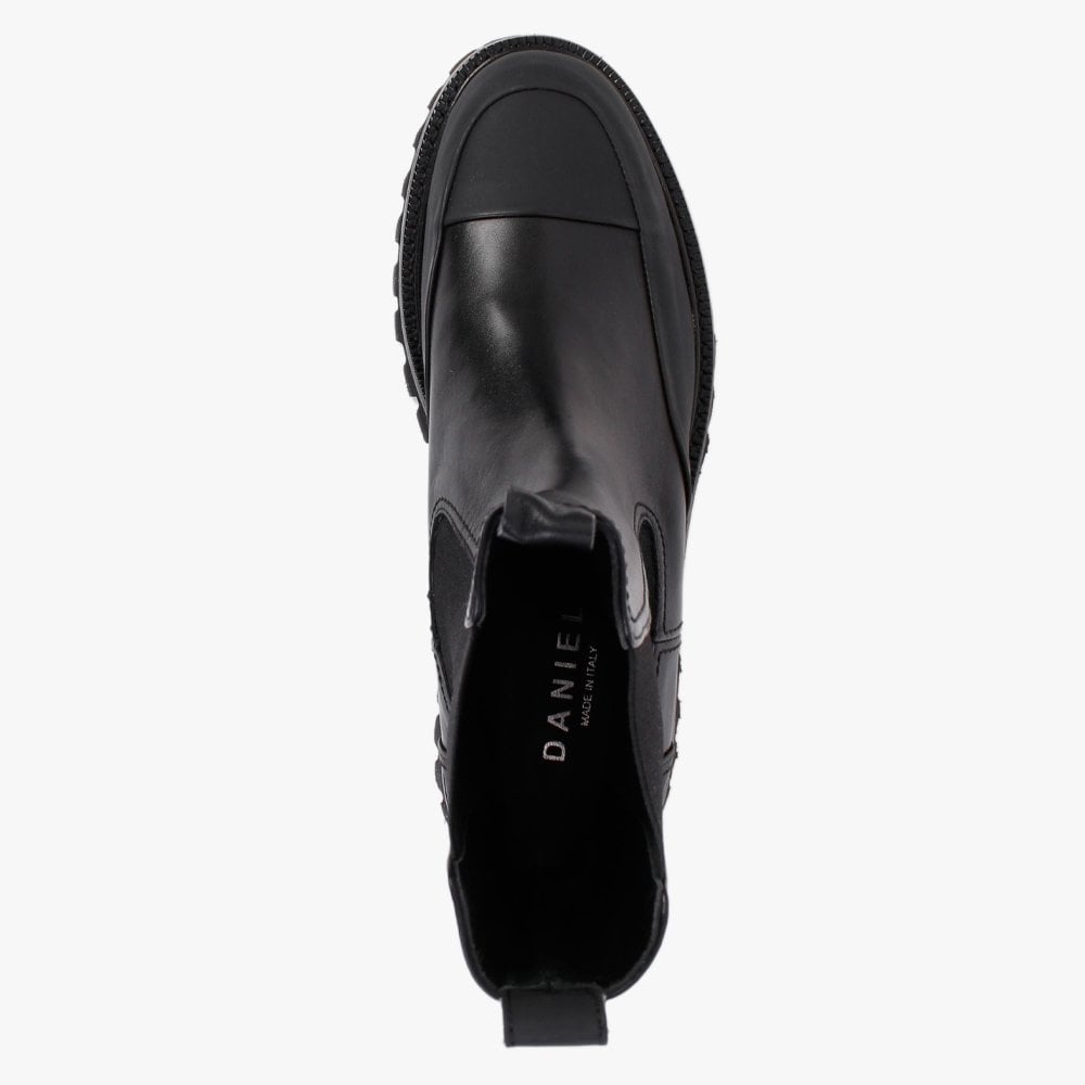 Nellie Black Leather Toe Cap Chelsea Boots