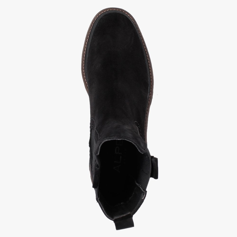 Allspice Black Suede Elongated Chelsea Boots