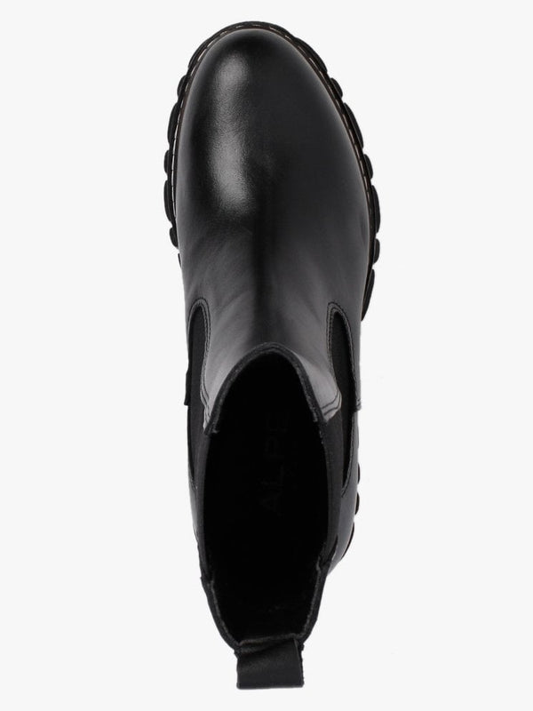 Cicely Black Leather Chunky Chelsea Boots