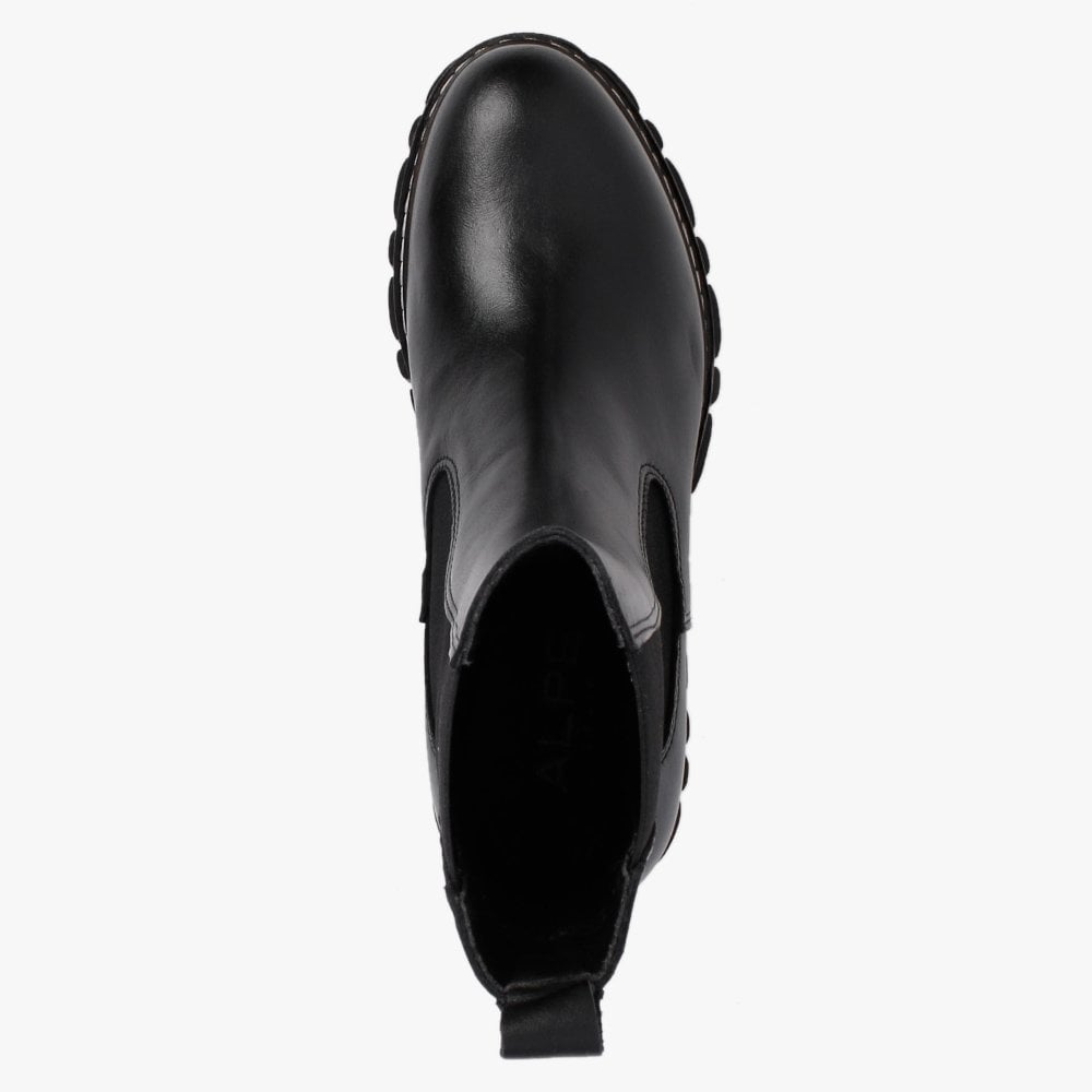 Cicely Black Leather Chunky Chelsea Boots