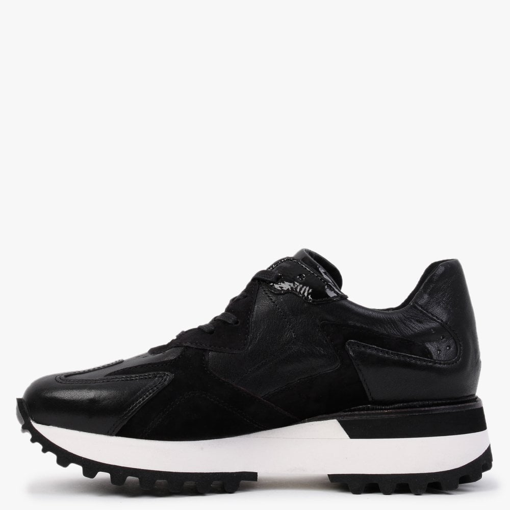 Lovage Black Leather & Suede Trainers