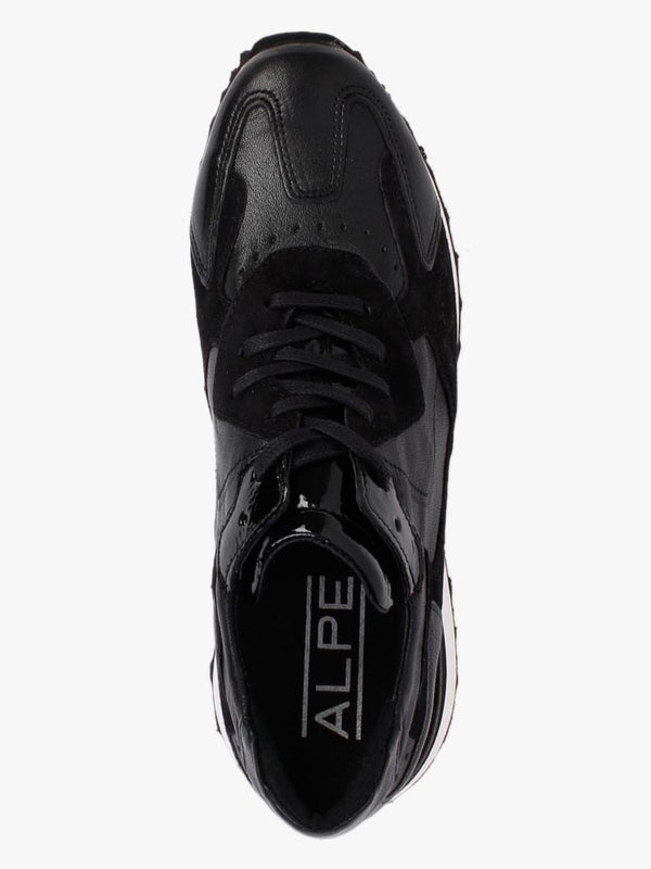 Lovage Black Leather & Suede Trainers