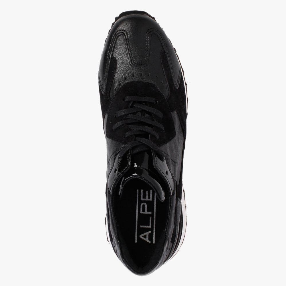 Lovage Black Leather & Suede Trainers