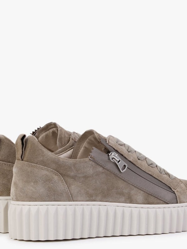 Nutmeg Khaki Suede Flatform Trainers