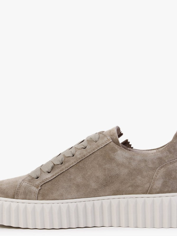 Nutmeg Khaki Suede Flatform Trainers