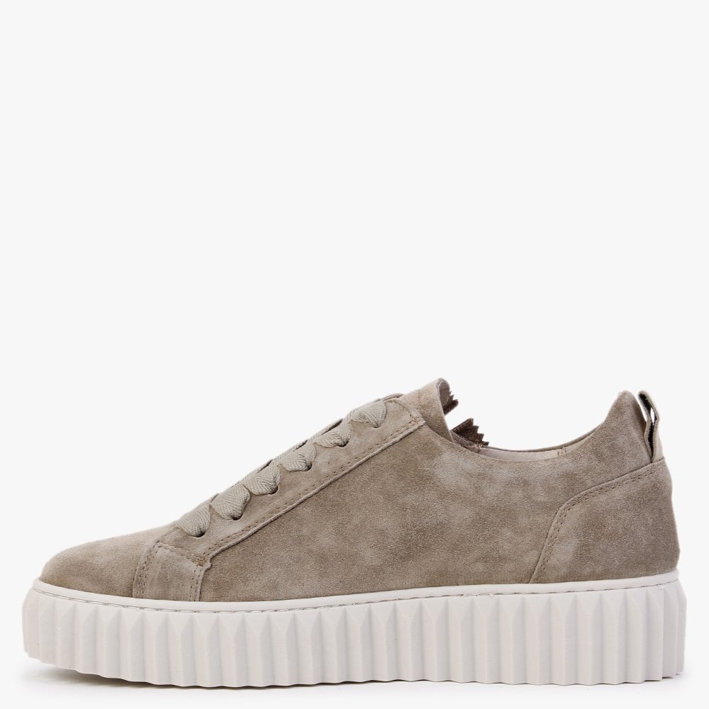Nutmeg Khaki Suede Flatform Trainers
