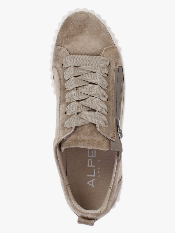 Nutmeg Khaki Suede Flatform Trainers