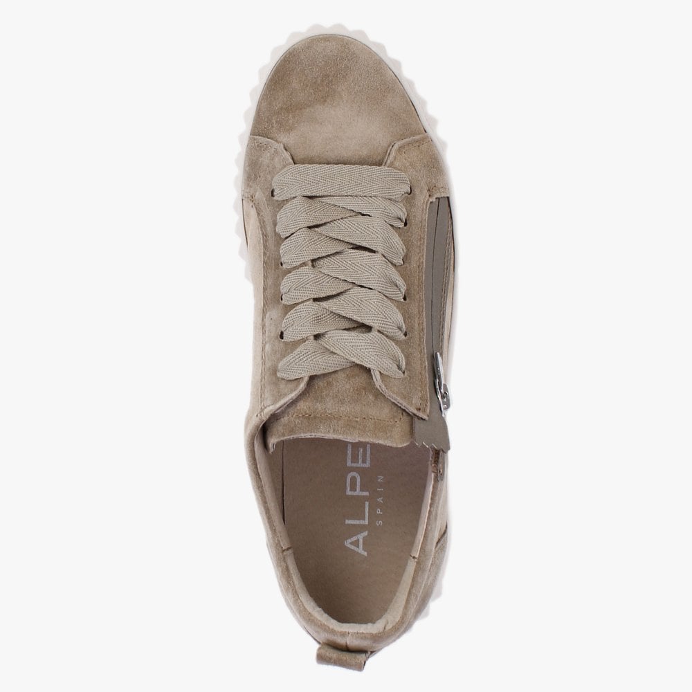 Nutmeg Khaki Suede Flatform Trainers