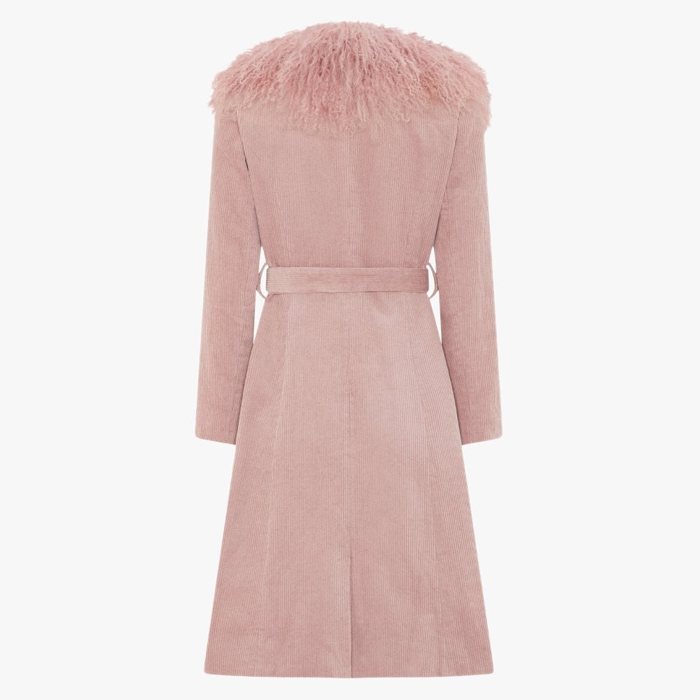 Connie Pink Cord Mongolian Collar Trench Coat