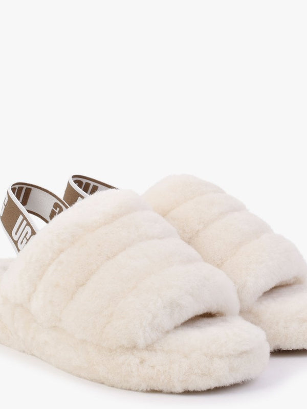 Fluff Yeah Logo Goat Sheepskin Sliders