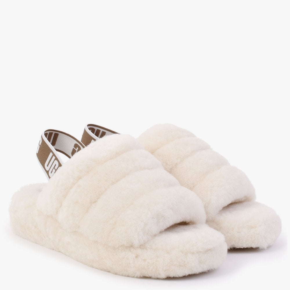 Fluff Yeah Logo Goat Sheepskin Sliders