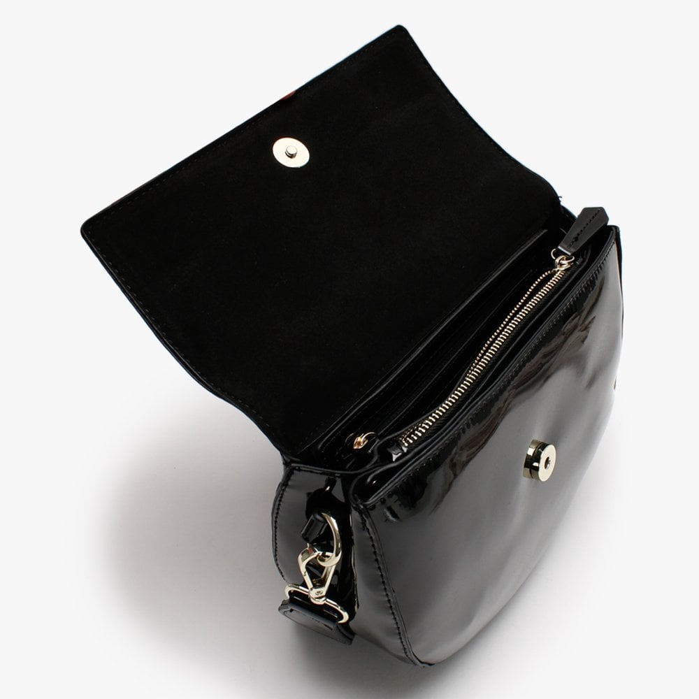 Bigs Patent Black Cross-Body Bag