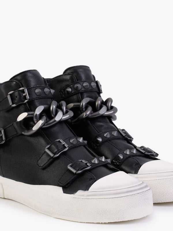 Galaxy Black Gunmetal Chain High Top Trainers