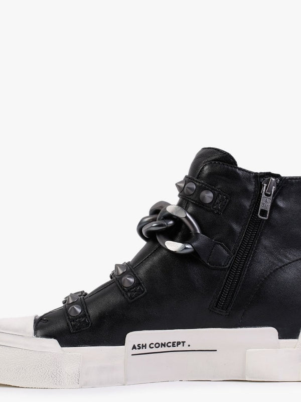 Galaxy Black Gunmetal Chain High Top Trainers