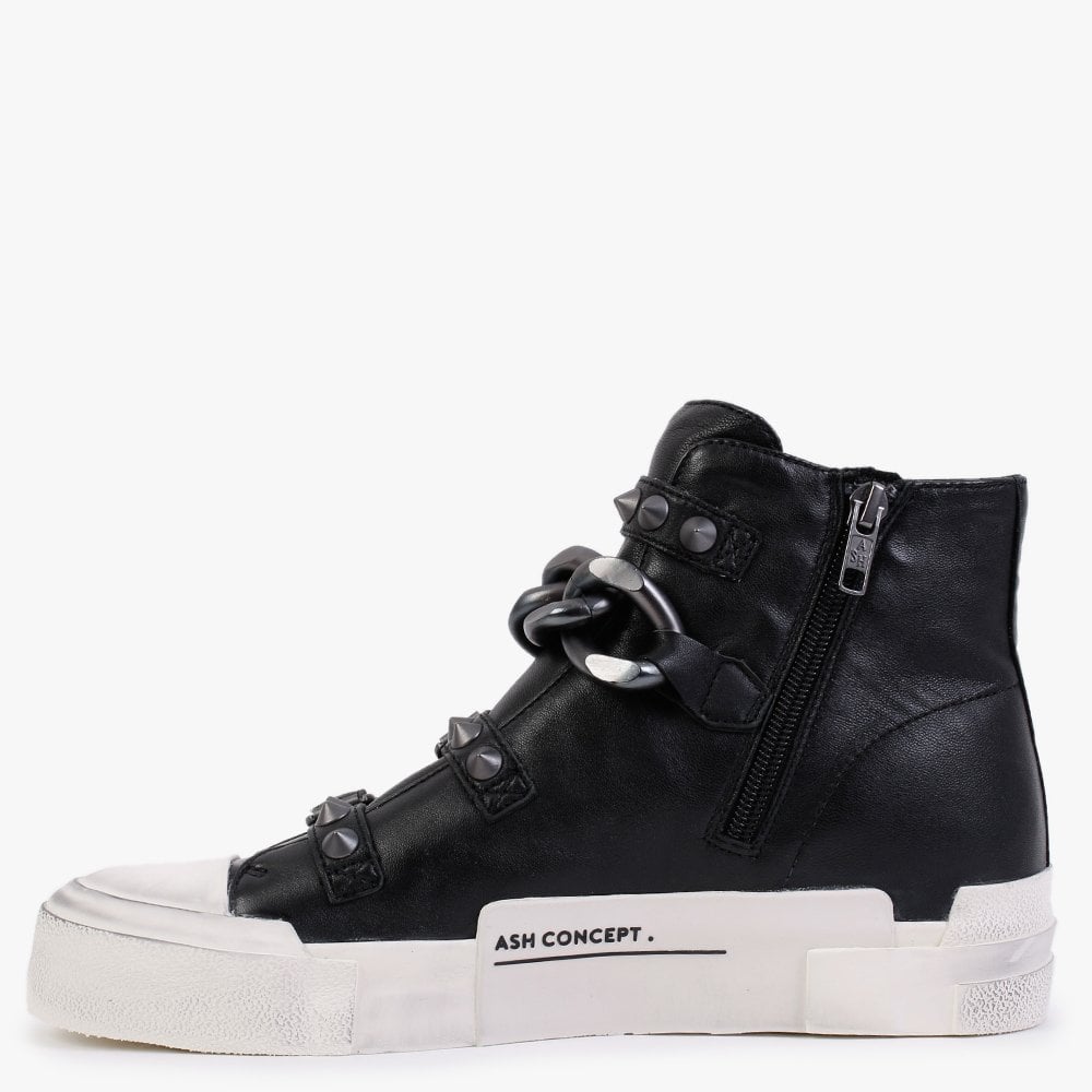 Galaxy Black Gunmetal Chain High Top Trainers