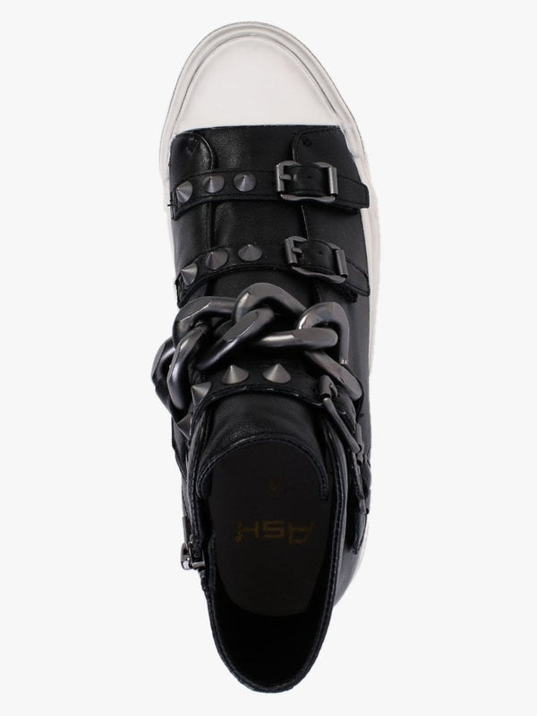 Galaxy Black Gunmetal Chain High Top Trainers