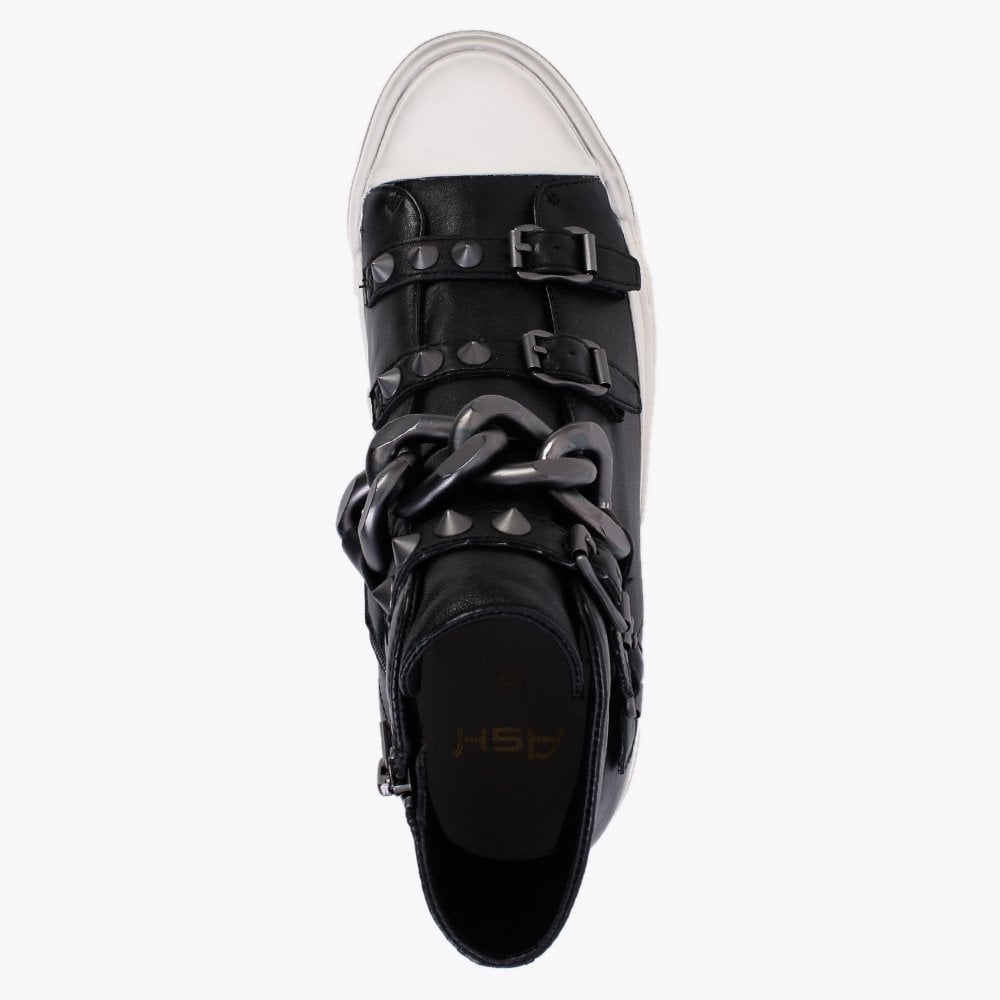 Galaxy Black Gunmetal Chain High Top Trainers