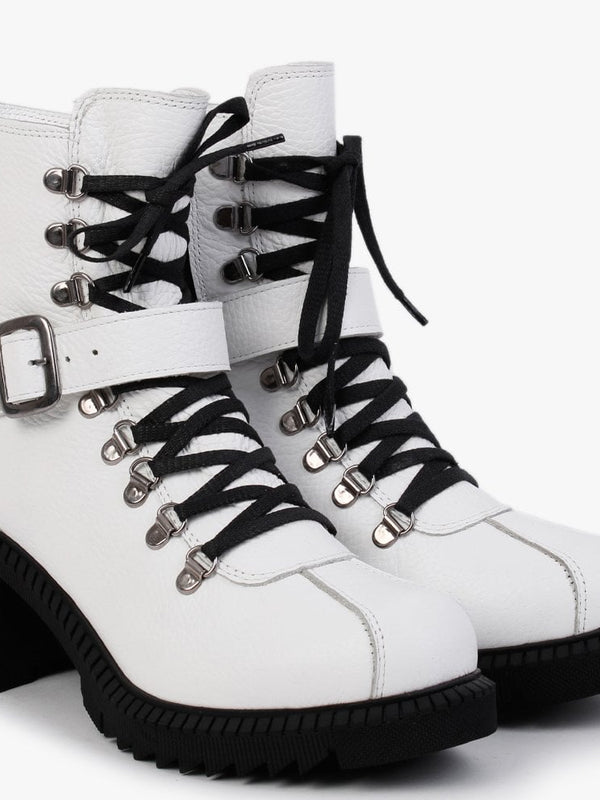 Module White Leather Lace Up Ankle Boots
