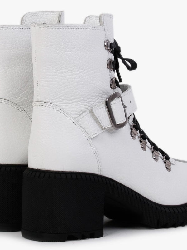 Module White Leather Lace Up Ankle Boots