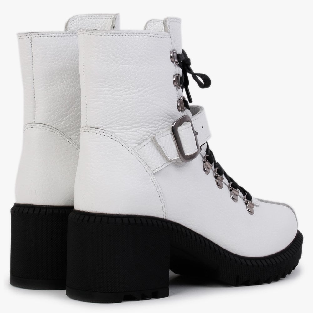 Module White Leather Lace Up Ankle Boots