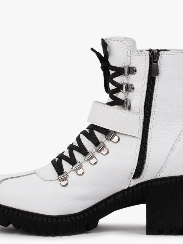 Module White Leather Lace Up Ankle Boots