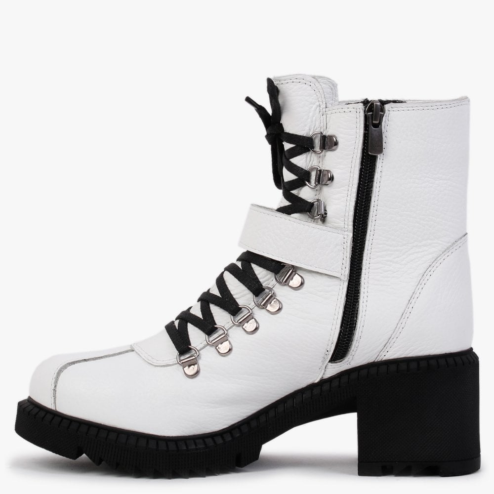 Module White Leather Lace Up Ankle Boots