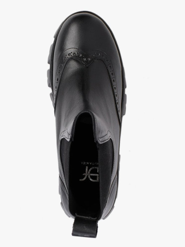 Mobro Black Leather Chunky Chelsea Boots