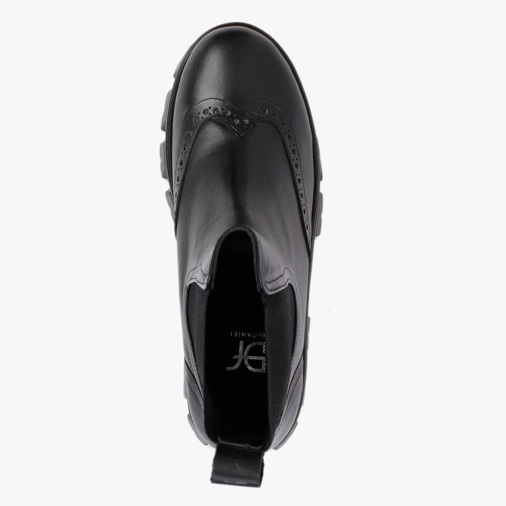 Mobro Black Leather Chunky Chelsea Boots