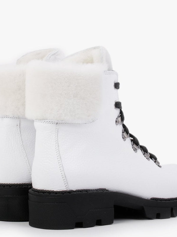 Mostfur White Leather Snow Boots