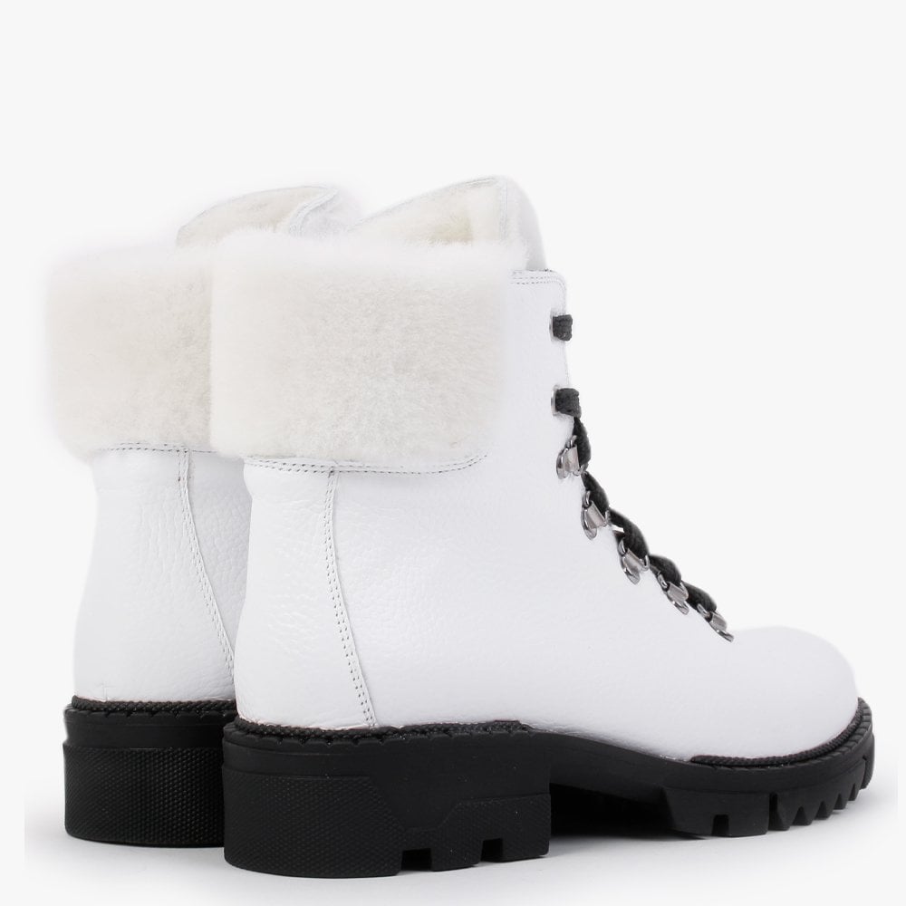 Mostfur White Leather Snow Boots