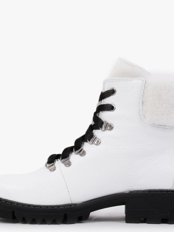 Mostfur White Leather Snow Boots