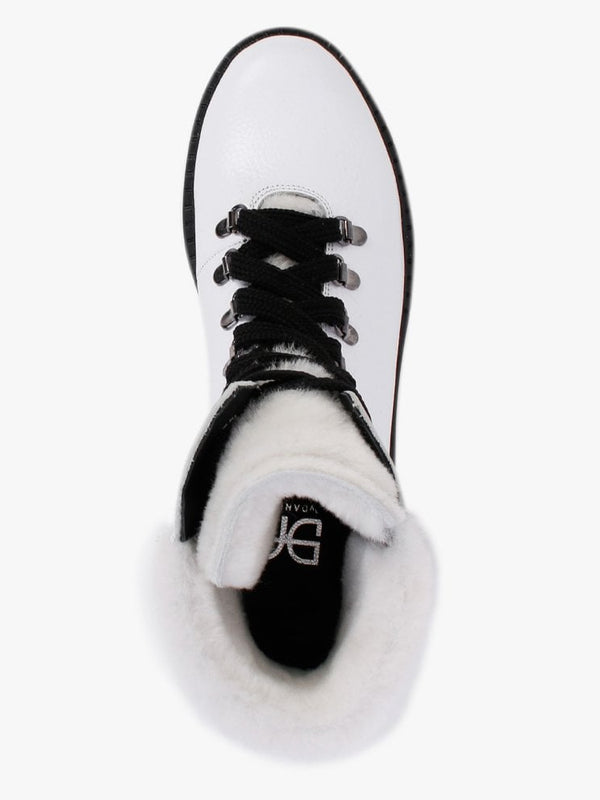 Mostfur White Leather Snow Boots
