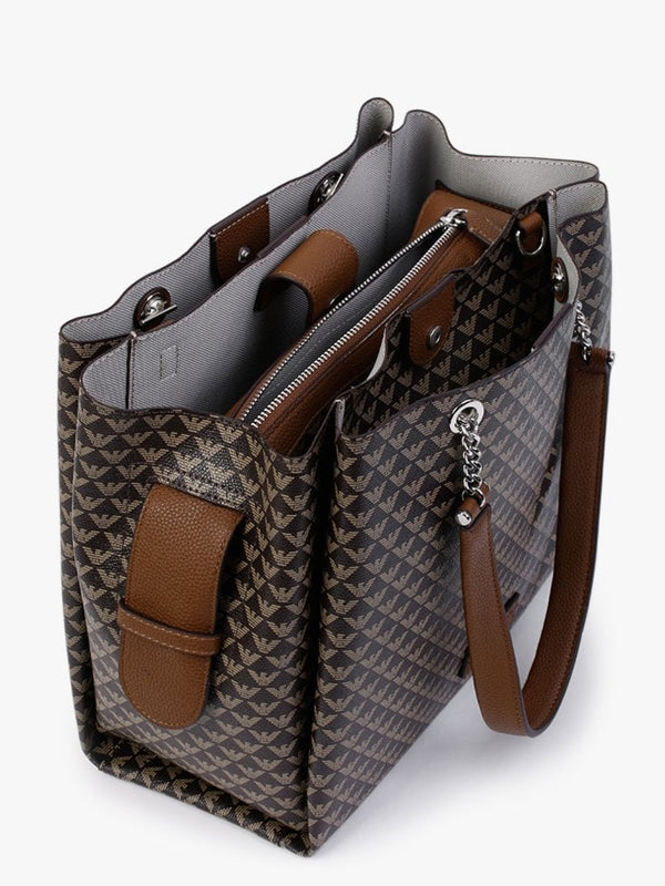Dark Tan Eagle Logo Tote Bag