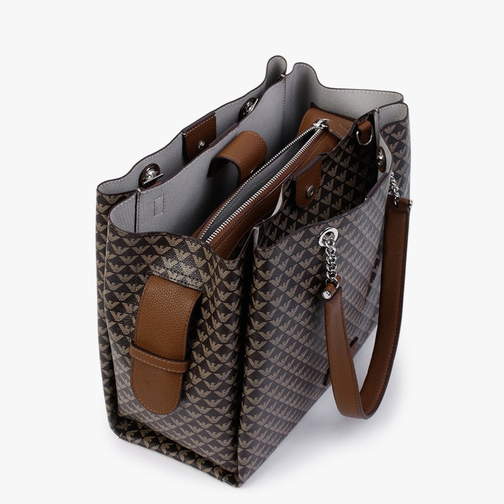 Dark Tan Eagle Logo Tote Bag