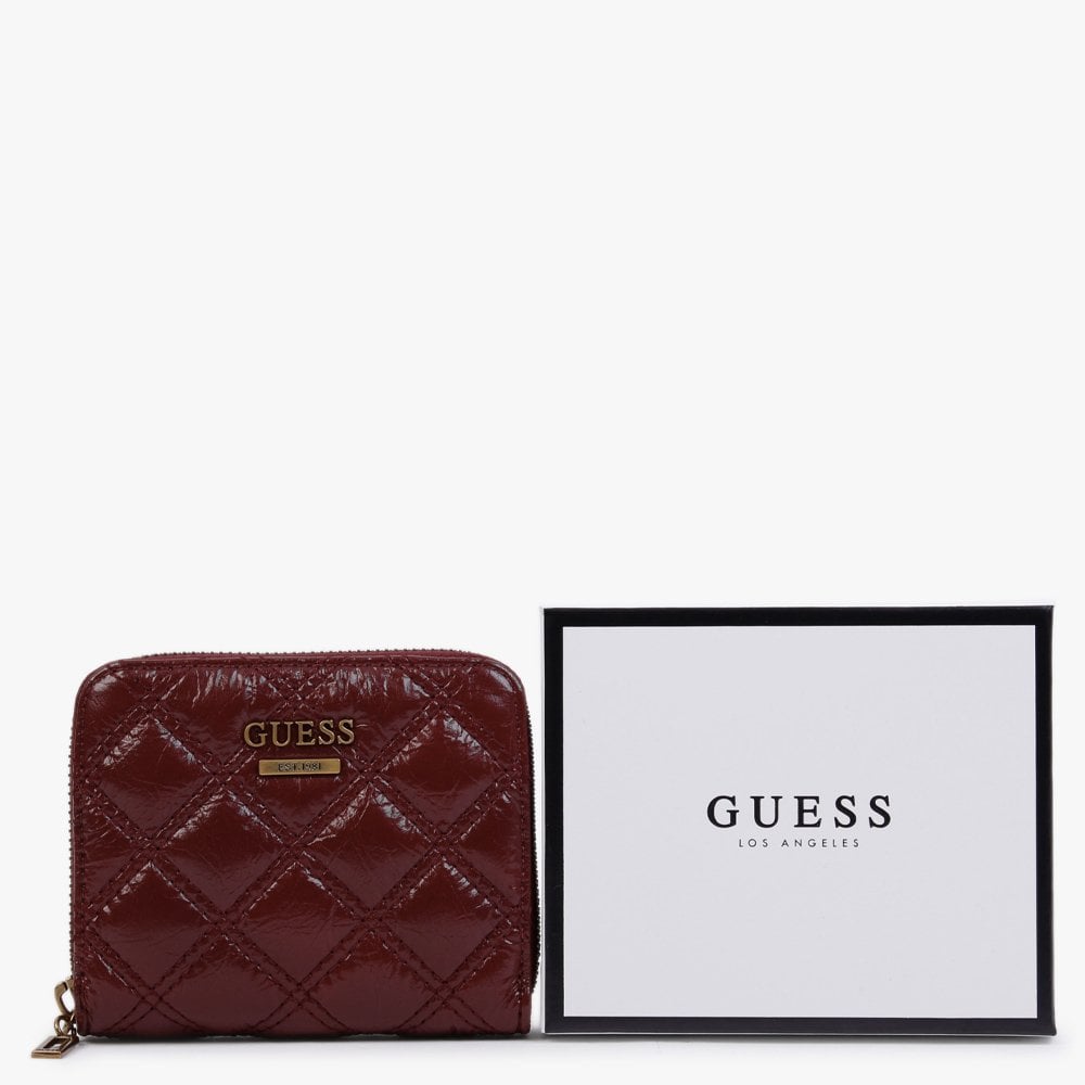 Small Cessily Beet Red Quilted Zip Around Wallet