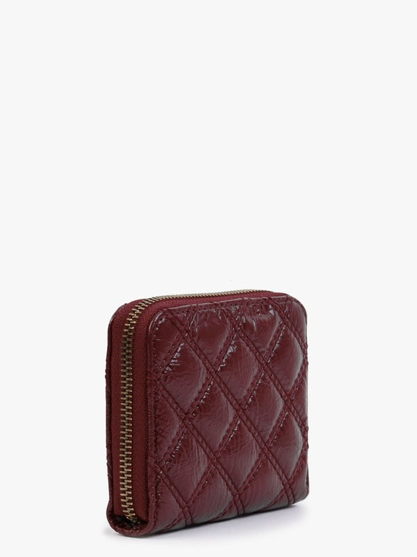 Small Cessily Beet Red Quilted Zip Around Wallet