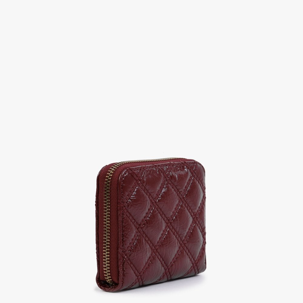 Small Cessily Beet Red Quilted Zip Around Wallet