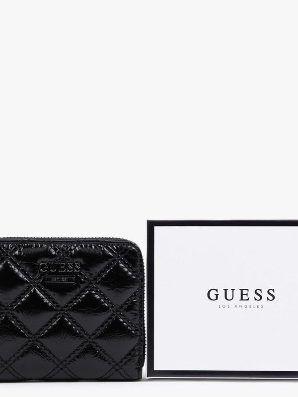 Small Cessily DTM Black Quilted Zip Around Wallet