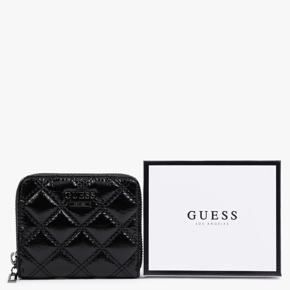 Small Cessily DTM Black Quilted Zip Around Wallet