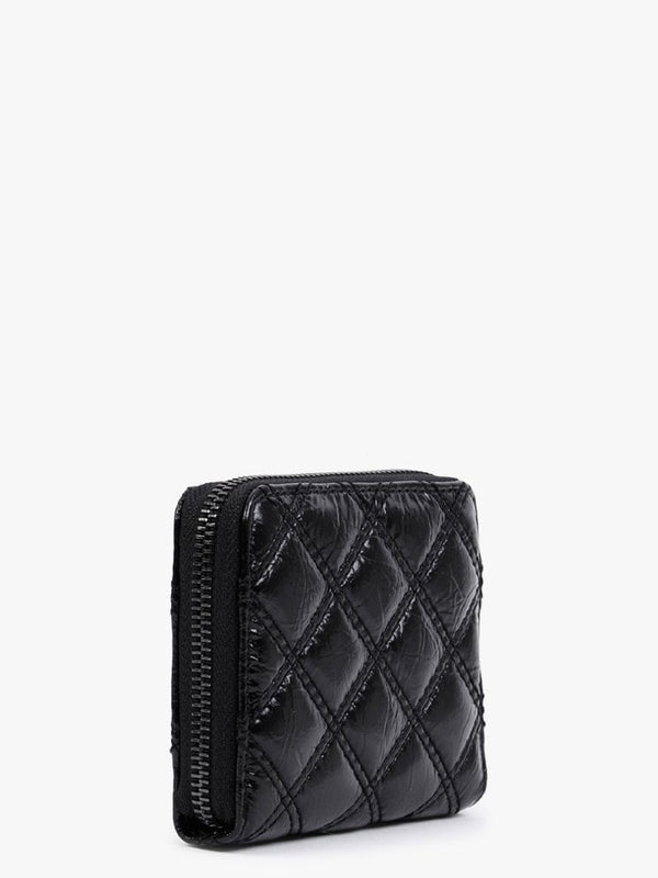 Small Cessily DTM Black Quilted Zip Around Wallet
