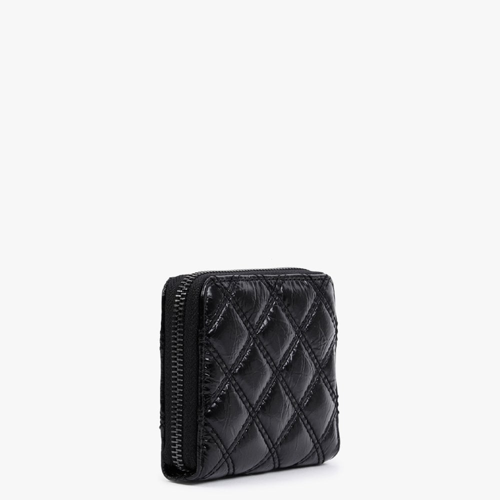 Small Cessily DTM Black Quilted Zip Around Wallet