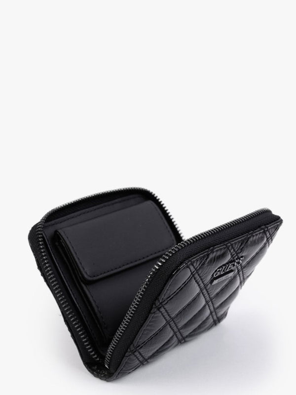 Small Cessily DTM Black Quilted Zip Around Wallet