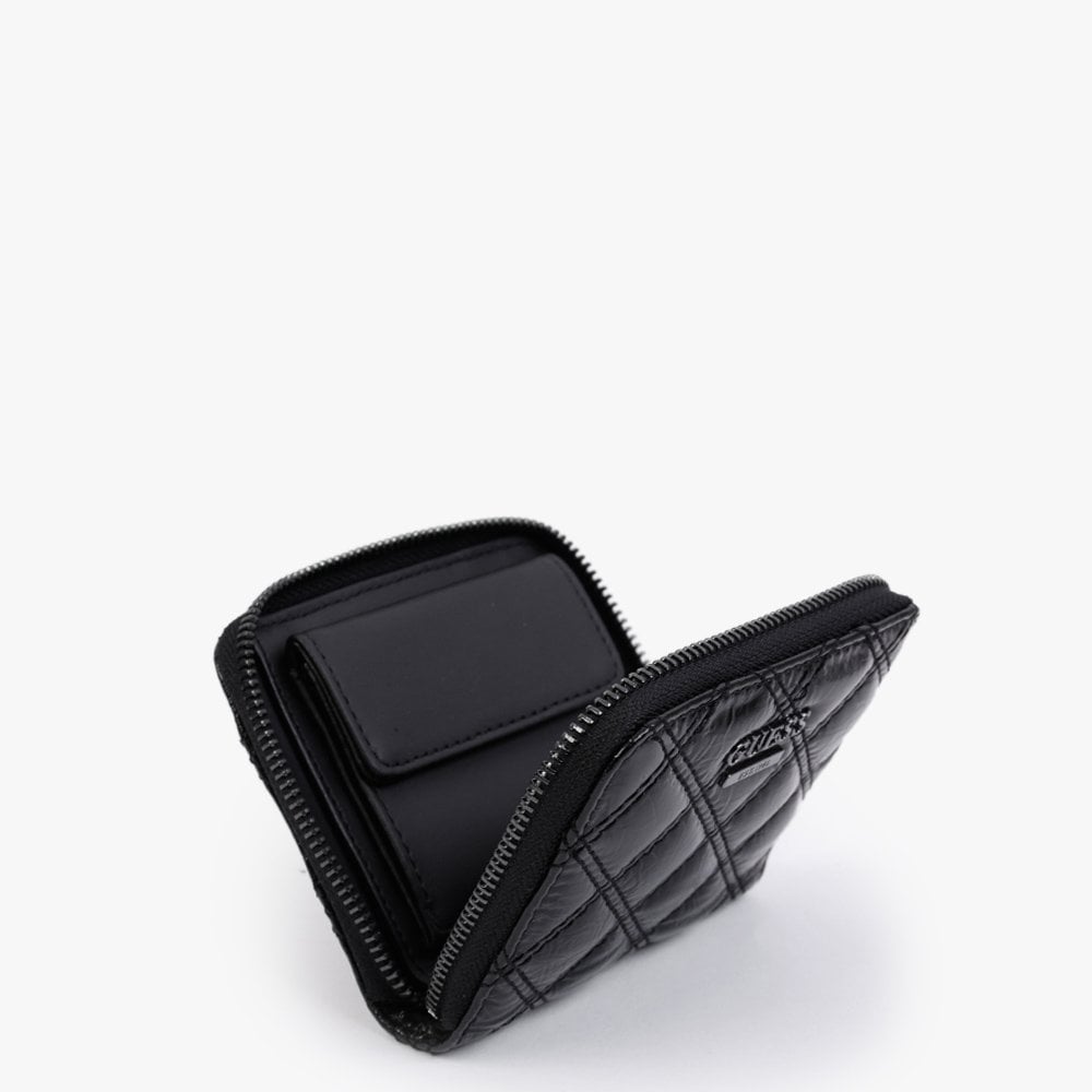 Small Cessily DTM Black Quilted Zip Around Wallet