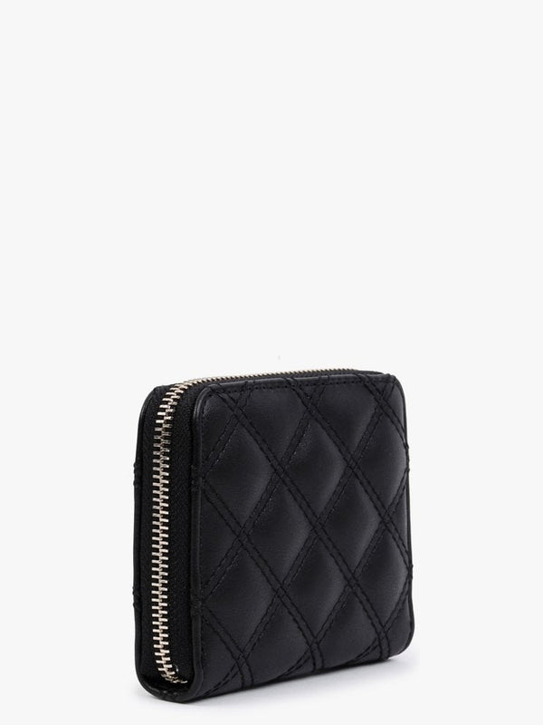 Small Cessily Black Quilted Zip Around Wallet