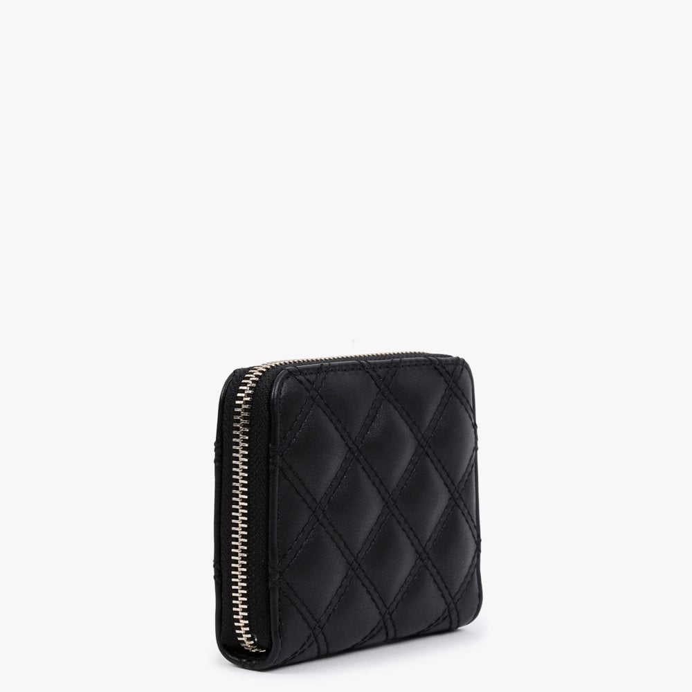 Small Cessily Black Quilted Zip Around Wallet