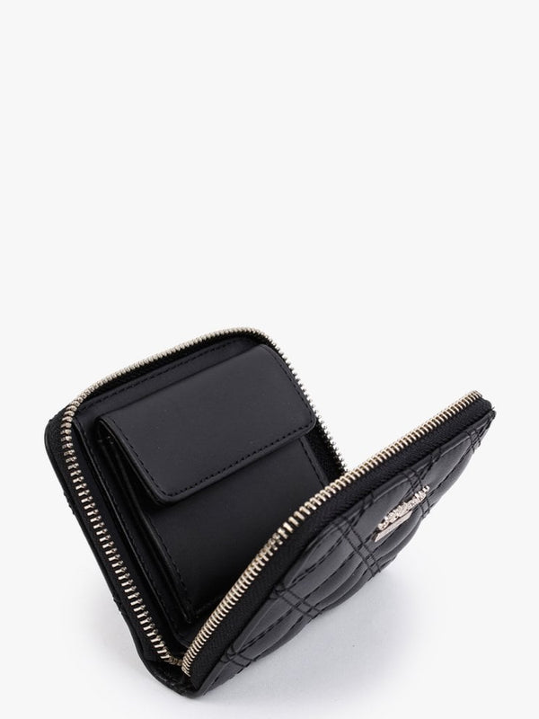 Small Cessily Black Quilted Zip Around Wallet