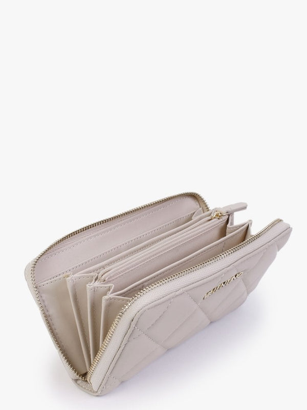 Ocarina Ecru Quilted Zip Around Wallet