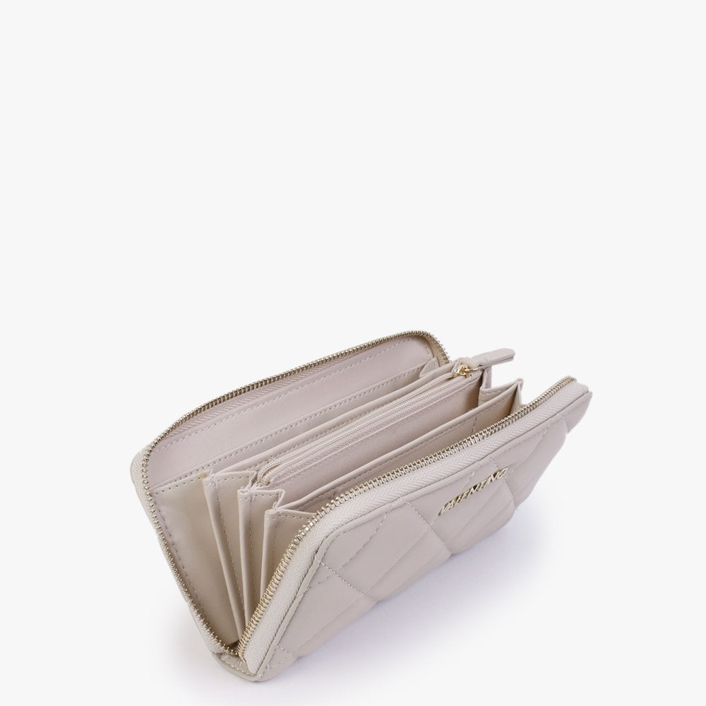 Ocarina Ecru Quilted Zip Around Wallet