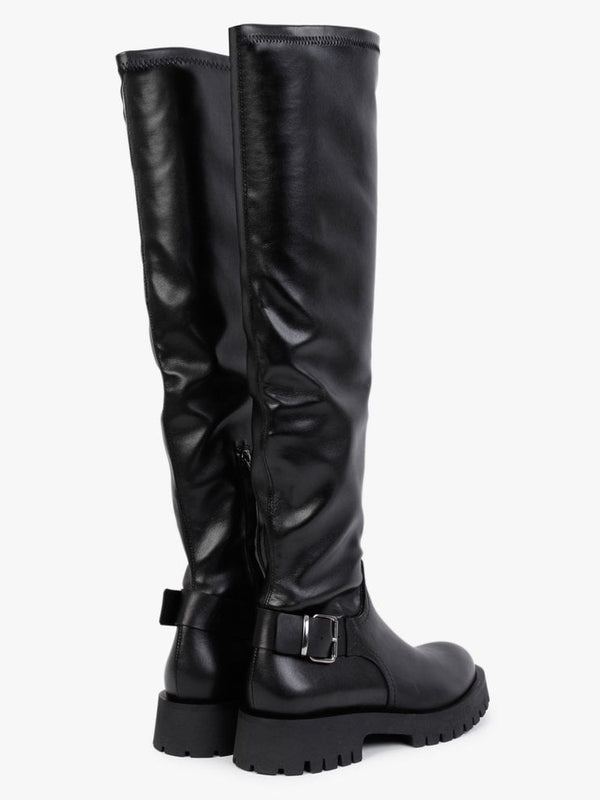 Lupper Black Leather Over The Knee Boots